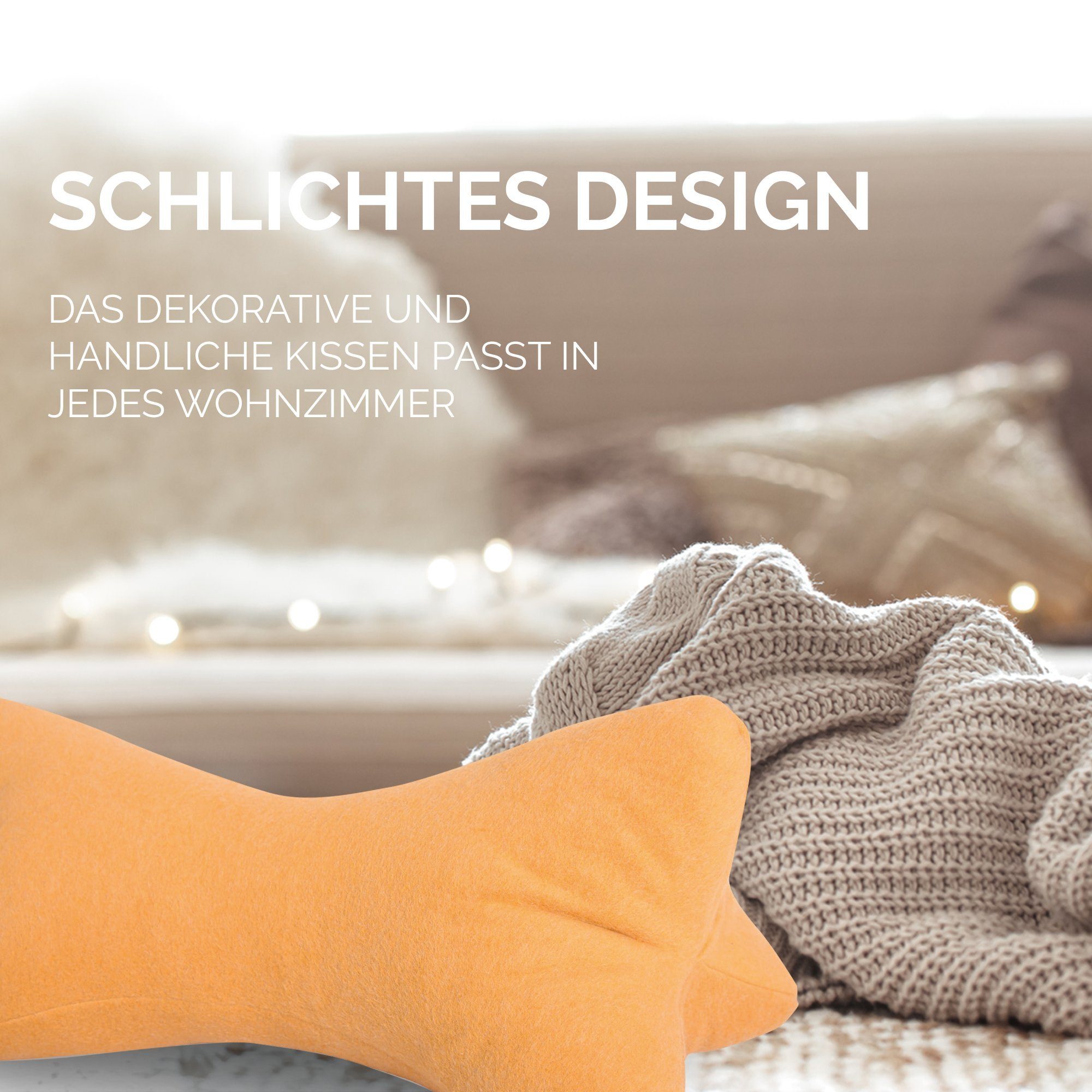 Dr. Berger Living Nackenkissen Original Dr. Berger Velours-Fleece Leseknochen Senfgelb 40 x 18 cm