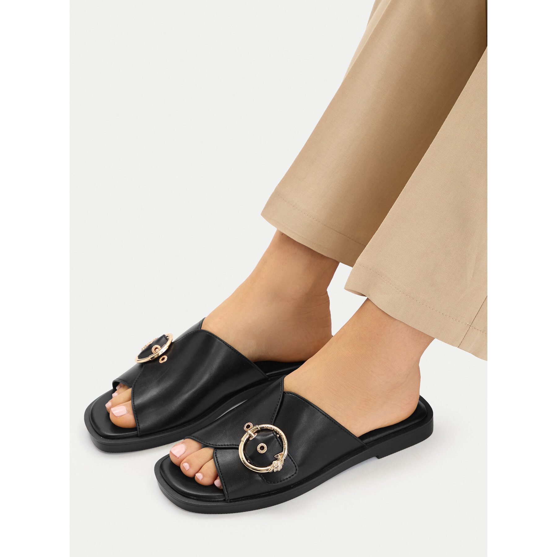 U.S. Polo Assn. US Polo Assn Damen-Flip-Flops, Schwarz Badepantolette