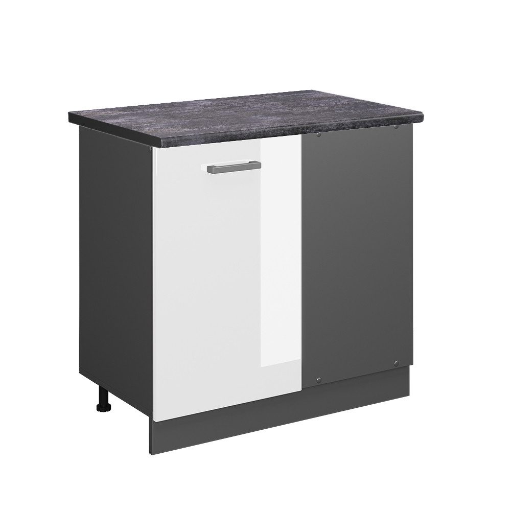 Vicco Eckunterschrank R-Line, Weiß Hochglanz/Anthrazit, 86 günstig online kaufen