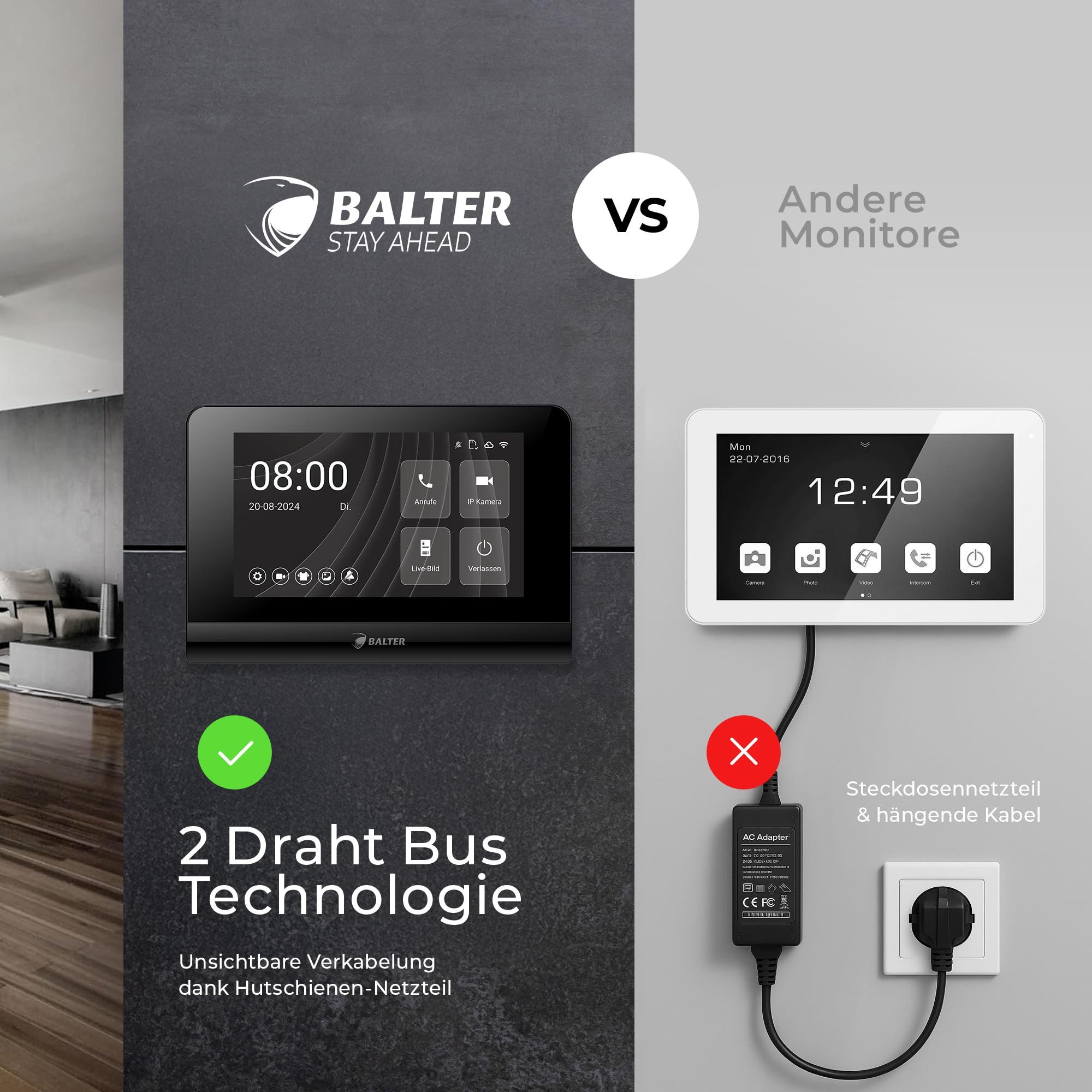 Balter Video-Türsprechanlage ENTRI-L-SET-BLACK (Komplettset, 1-tlg., Touch Smartphone App HD Video) – Bild 5 von 5