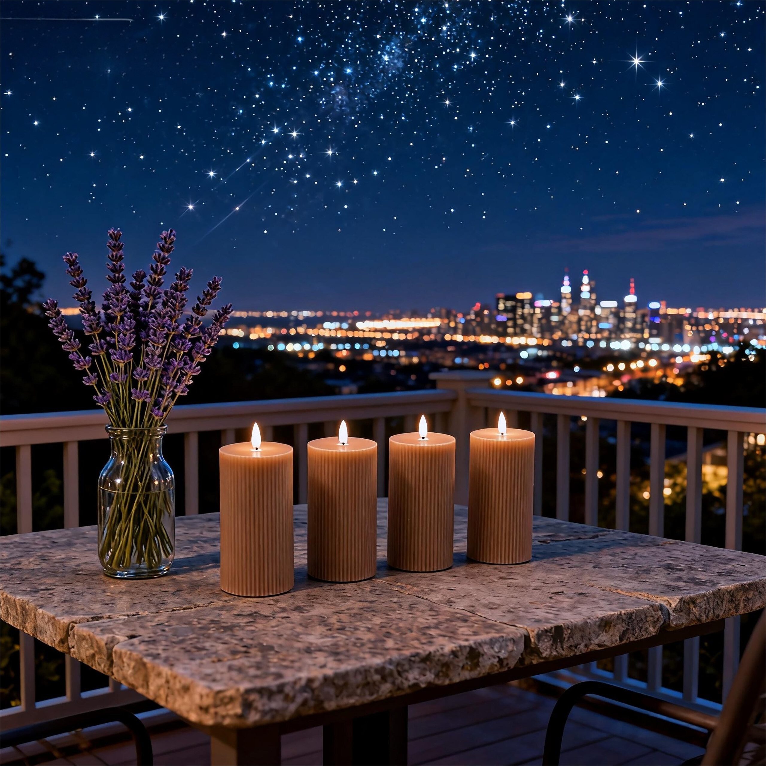 relaxdays LED-Kerze 4er Set 18 cm, Mocha Mousse