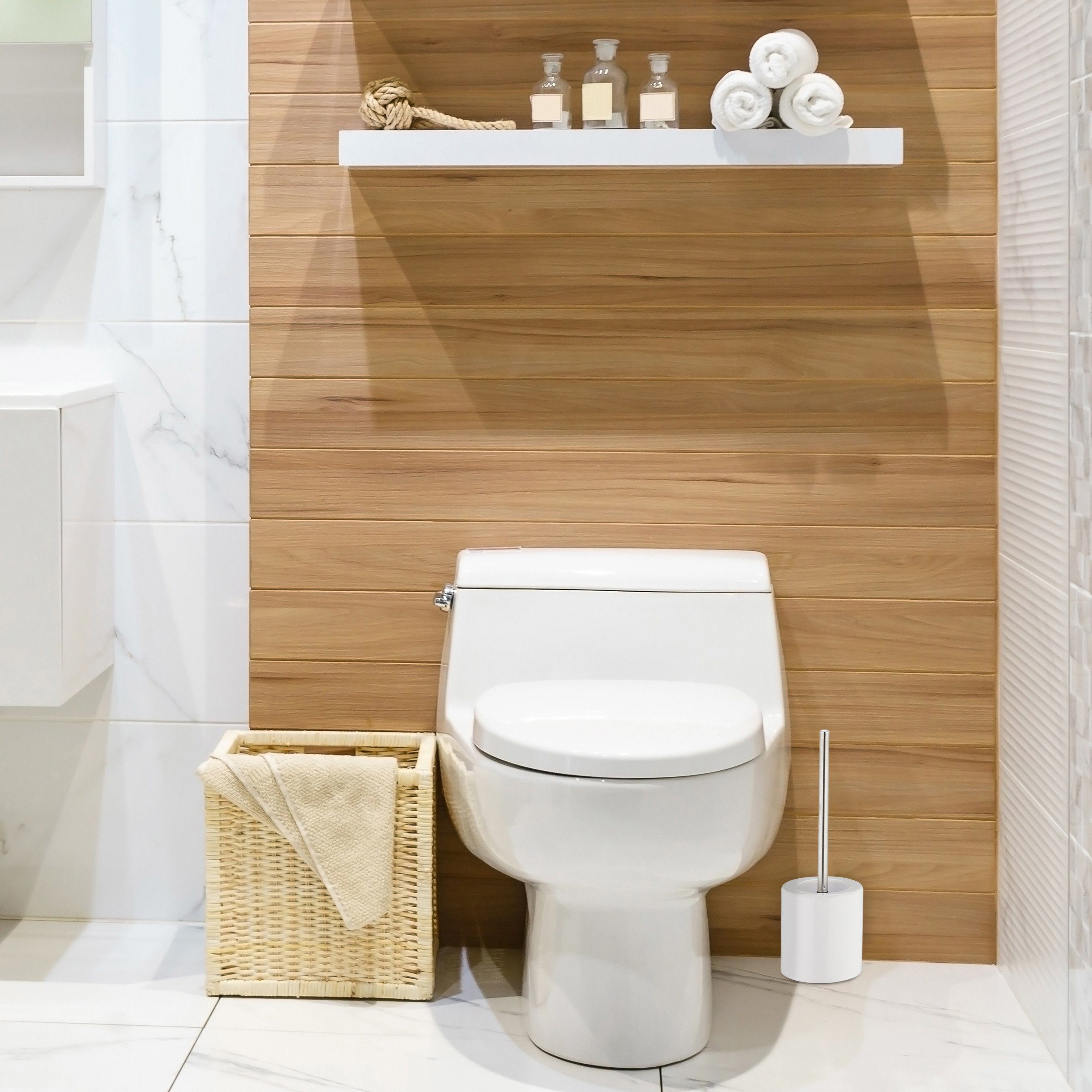 relaxdays Badezimmer-Set WC Garnitur Keramik, Weiß günstig online kaufen