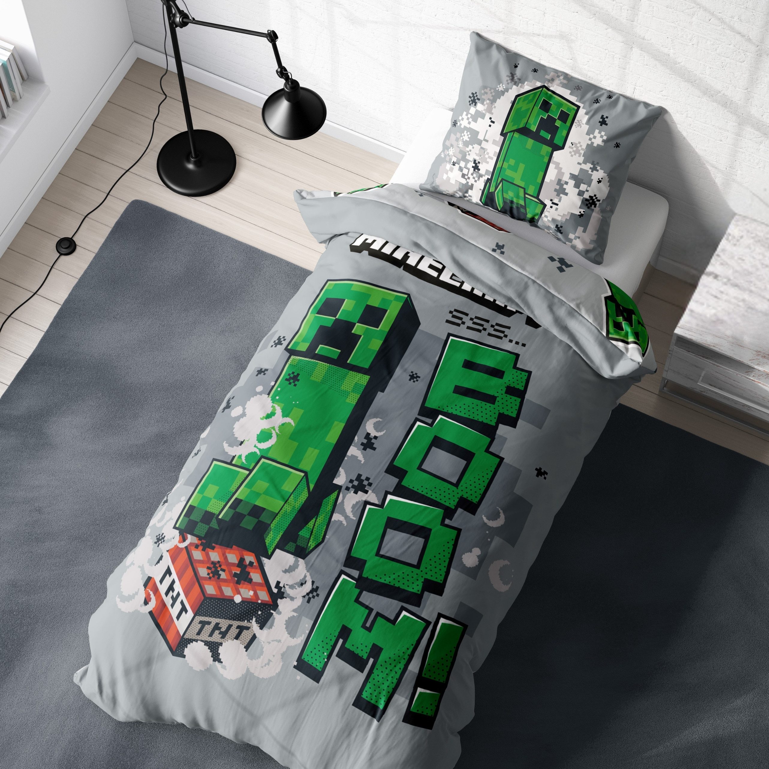 Kinderbettwäsche Minecraft "Boom" weiche Microfaser, 135x200 cm + 80x80 cm