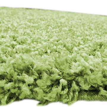 Hochflor-Teppich Shaggy Teppich Hochflor Langflor Bettvorleger Wohnzimmer Teppich Läufer uni grün, Carpetia, rechteckig, Höhe: 30 mm