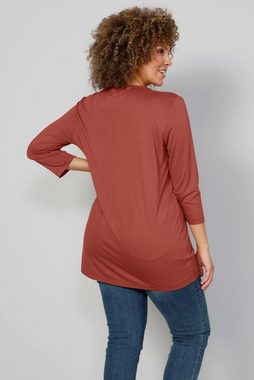 MIAMODA Longsleeve Longshirt Ziernaht V-Ausschnitt 3/4-Ärmel