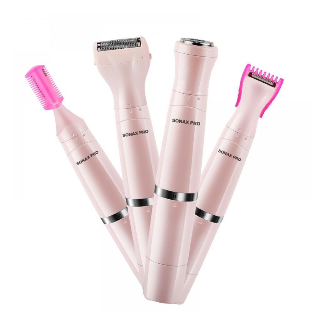 GelldG Elektrogesichtshaarentferner 4 IN 1 Elektro-Rasierer für Damen, Haarentferner-Set schmerzfrei rosa