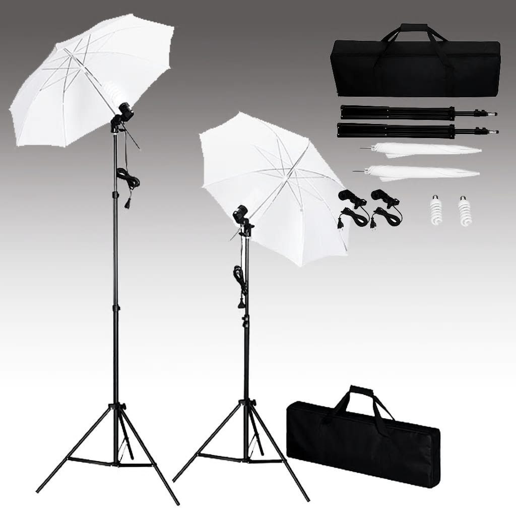 vidaXL Fotohintergrund Studiobeleuchtung-Set mit Schirme Stative