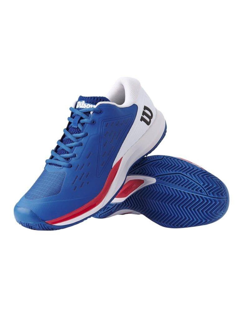 Wilson Rush Pro Ace Clay/Sandplatz (Stabilität, 2E/weit) 2025 blau/weiss Tennisschuh