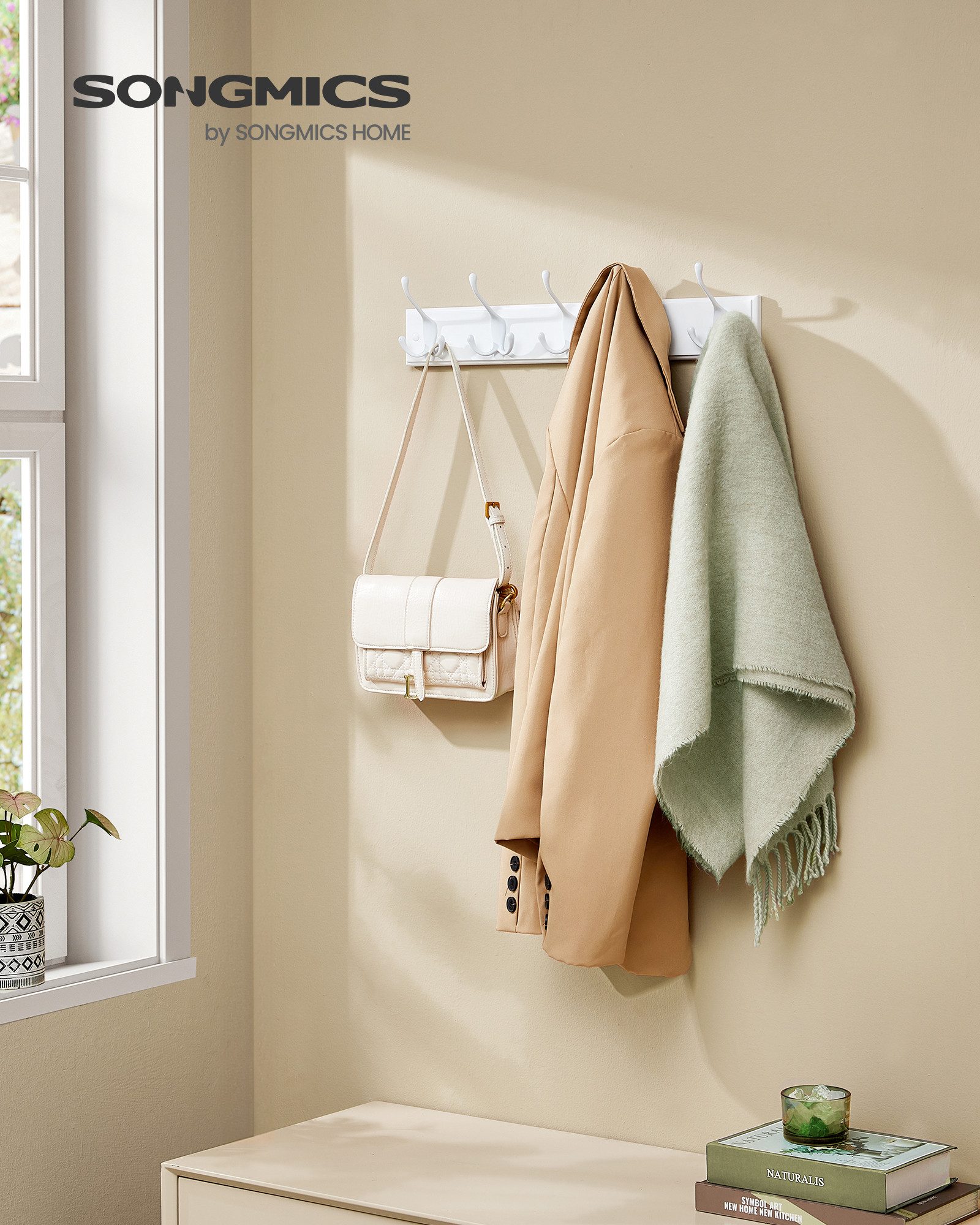 SONGMICS Wandgarderobe Garderobenhaken, 5 Dreifach-Kleiderhaken, 50,4 x 7 x günstig online kaufen