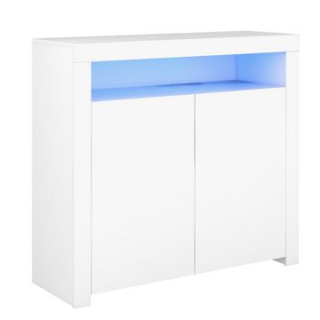 Merax Sideboard, hochglanz Front mit LED, Kommode mit Fernbedienung, Antichte