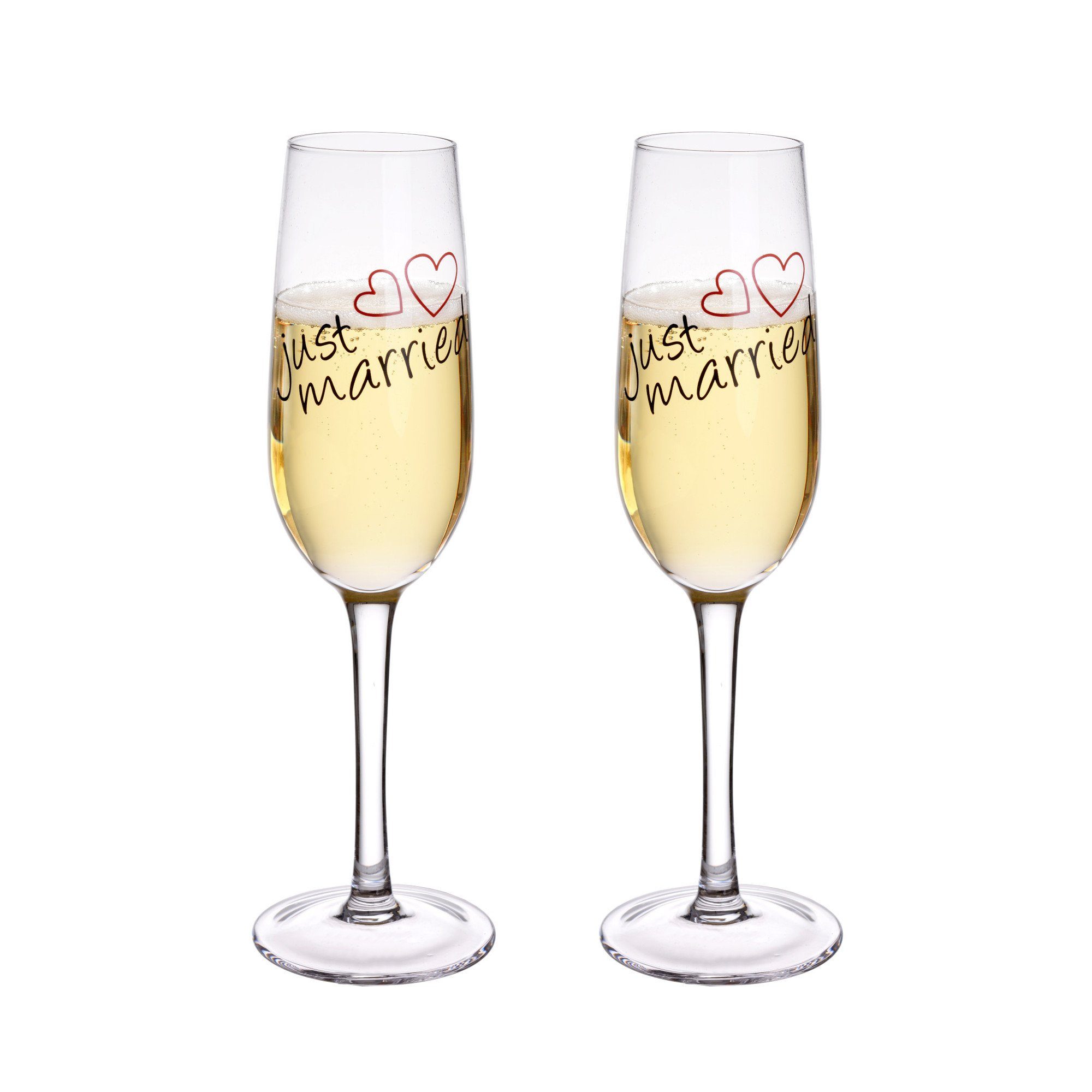GRÄWE Glas GRÄWE 2er Set Sektglas "Just Married" 210 ml, Glas