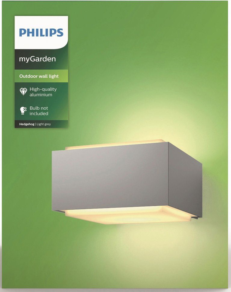 Philips Wandleuchte Hedgehog, LED wechselbar, Hellgrau exkl LM Wandleuchte