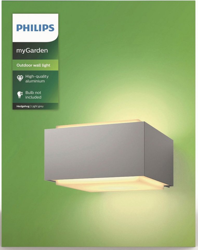 Philips Wandleuchte Hedgehog, LED wechselbar, Wandleuchte exkl LM Hellgrau