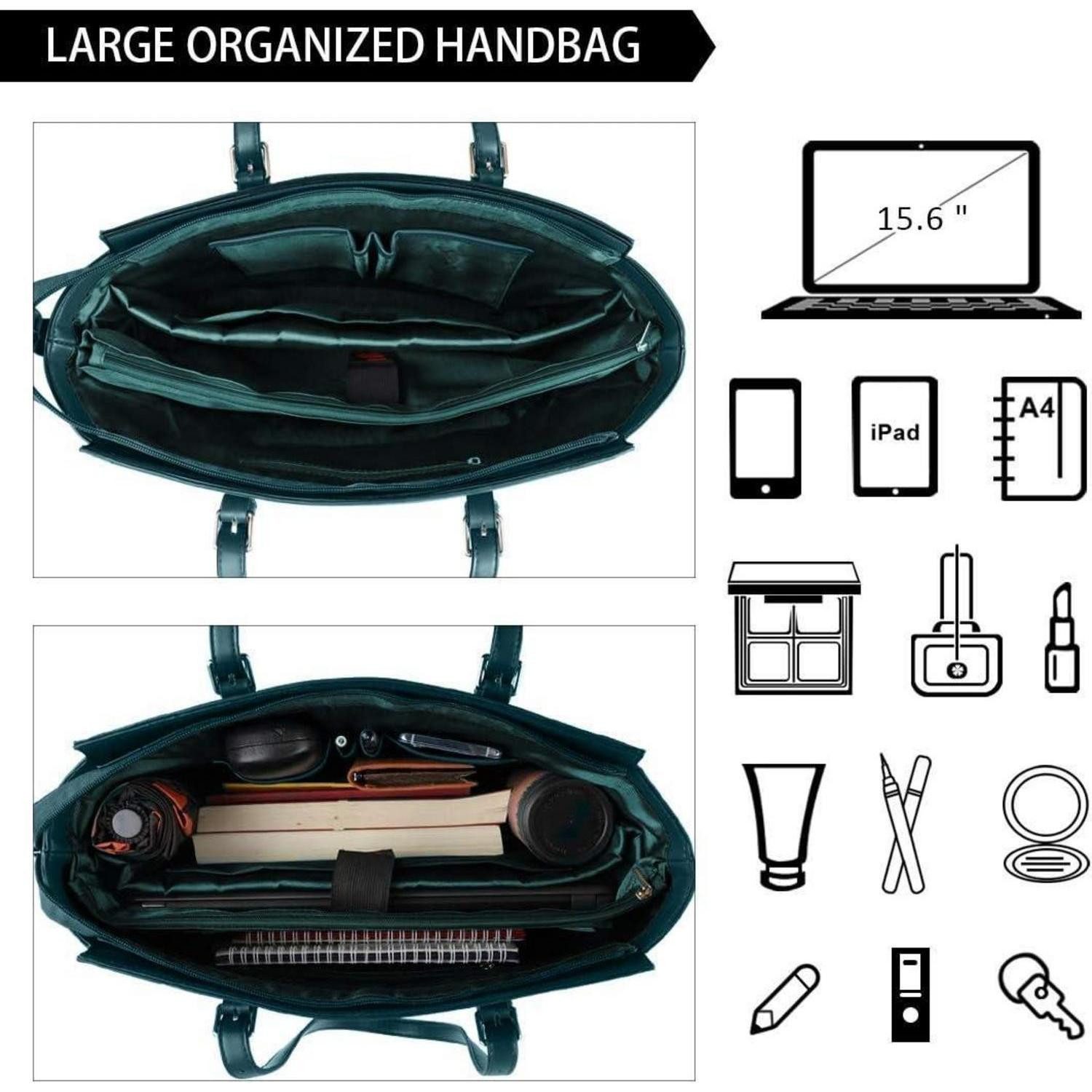 LuxusKollektion Shopper Handtasche Damen Schwarz Große Shopper Elegant Leder 15.6 Zoll