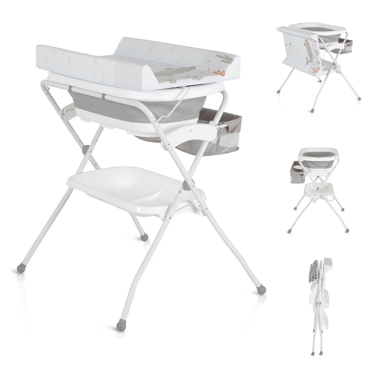 Cangaroo Babybadewanne Como 2 in 1, faltbare Babywanne, Wickelauflage, Messskala, Ablaufschlauch