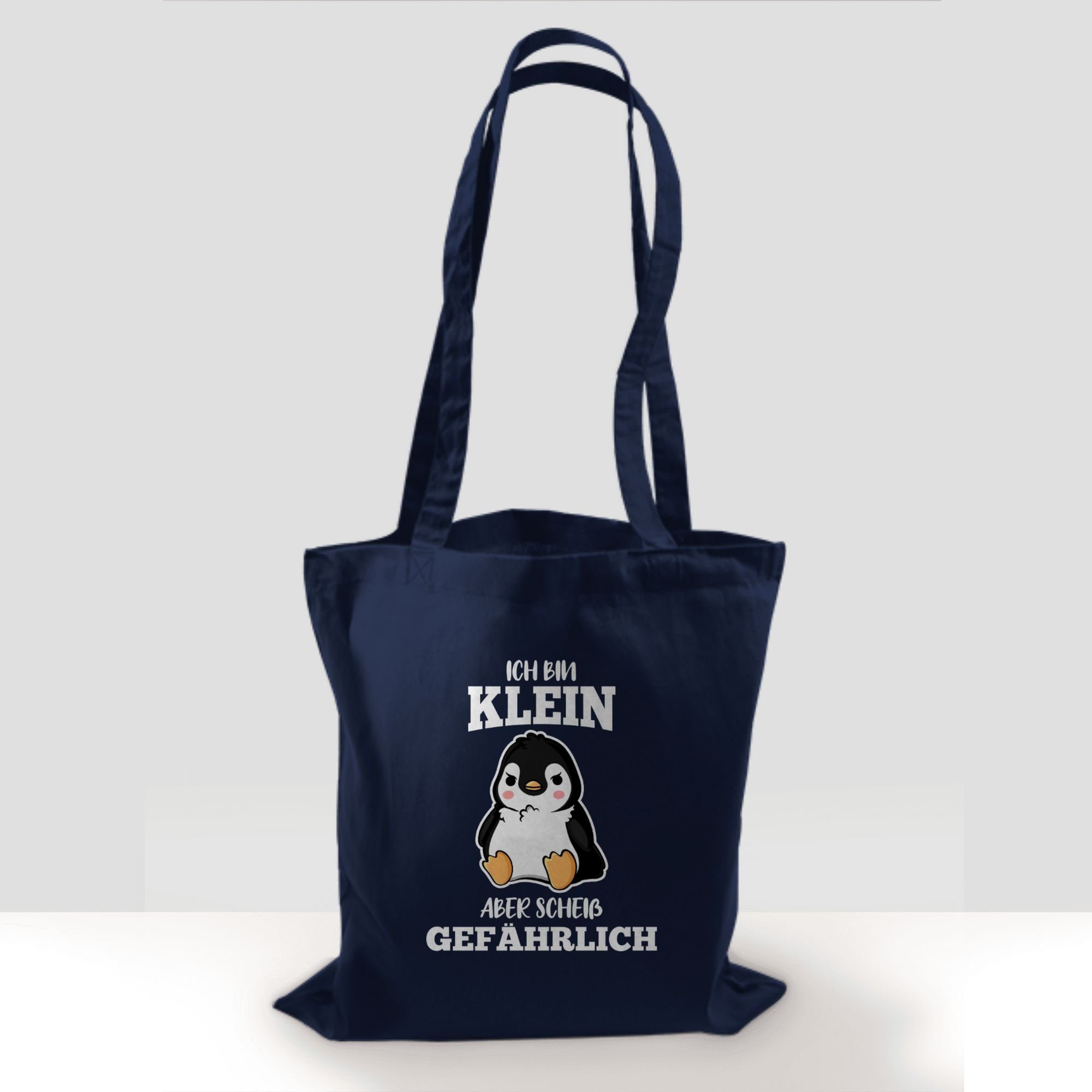 aber klein weiß, Shirtracer Statement Sprüche Umhängetasche scheiß Pinguin 2 Ich Navy Spruch bin Blau mit gefährlich