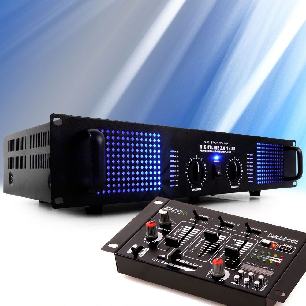 etc-shop Verstärker (PA DJ 2400 Watt Endstufe Verstärker Partyanlage Disco  USB)