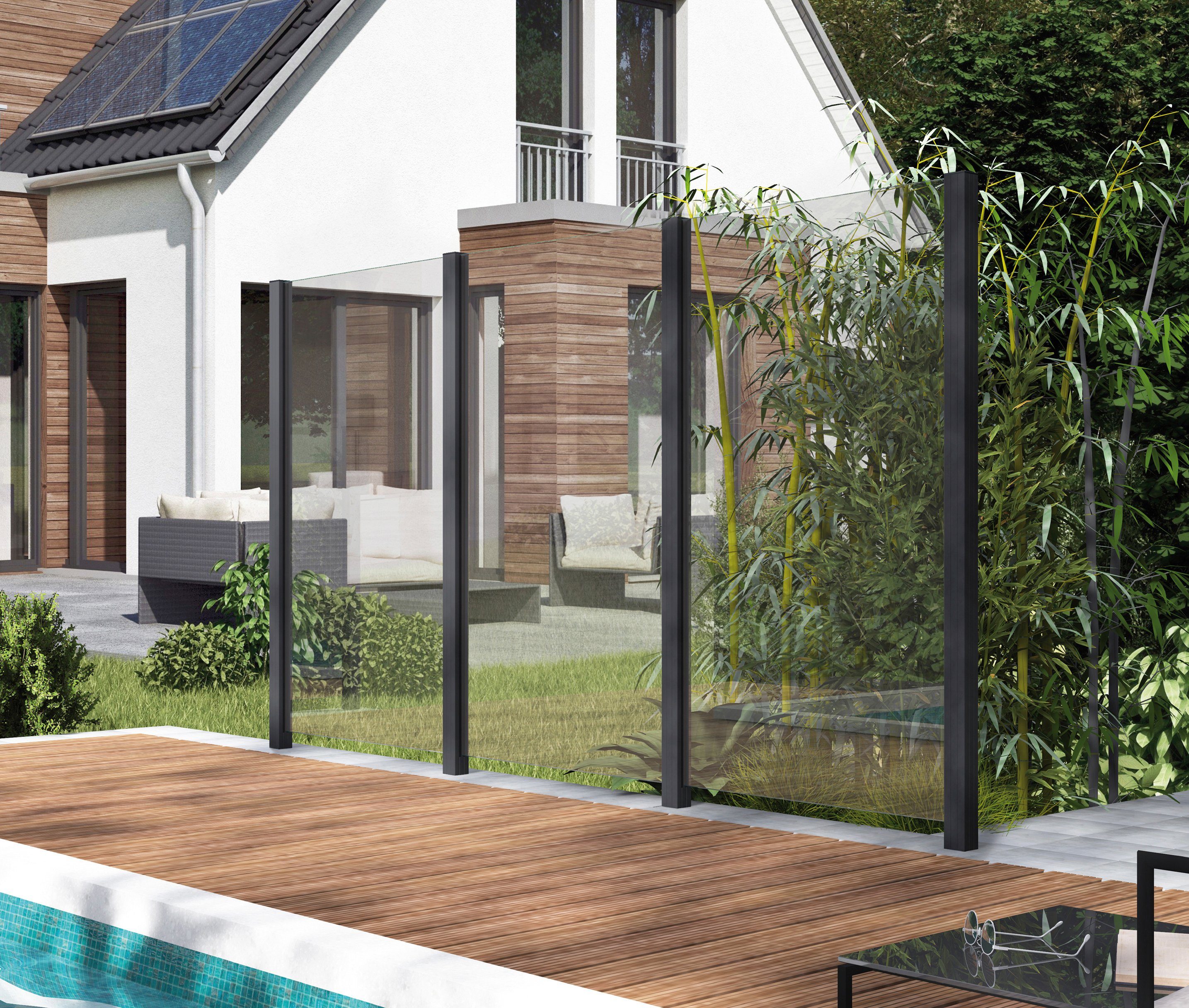 STAKET PRO Zaun, (Set), Glaszaun, Gesamtlänge: 3,361 m, 4 Pfosten