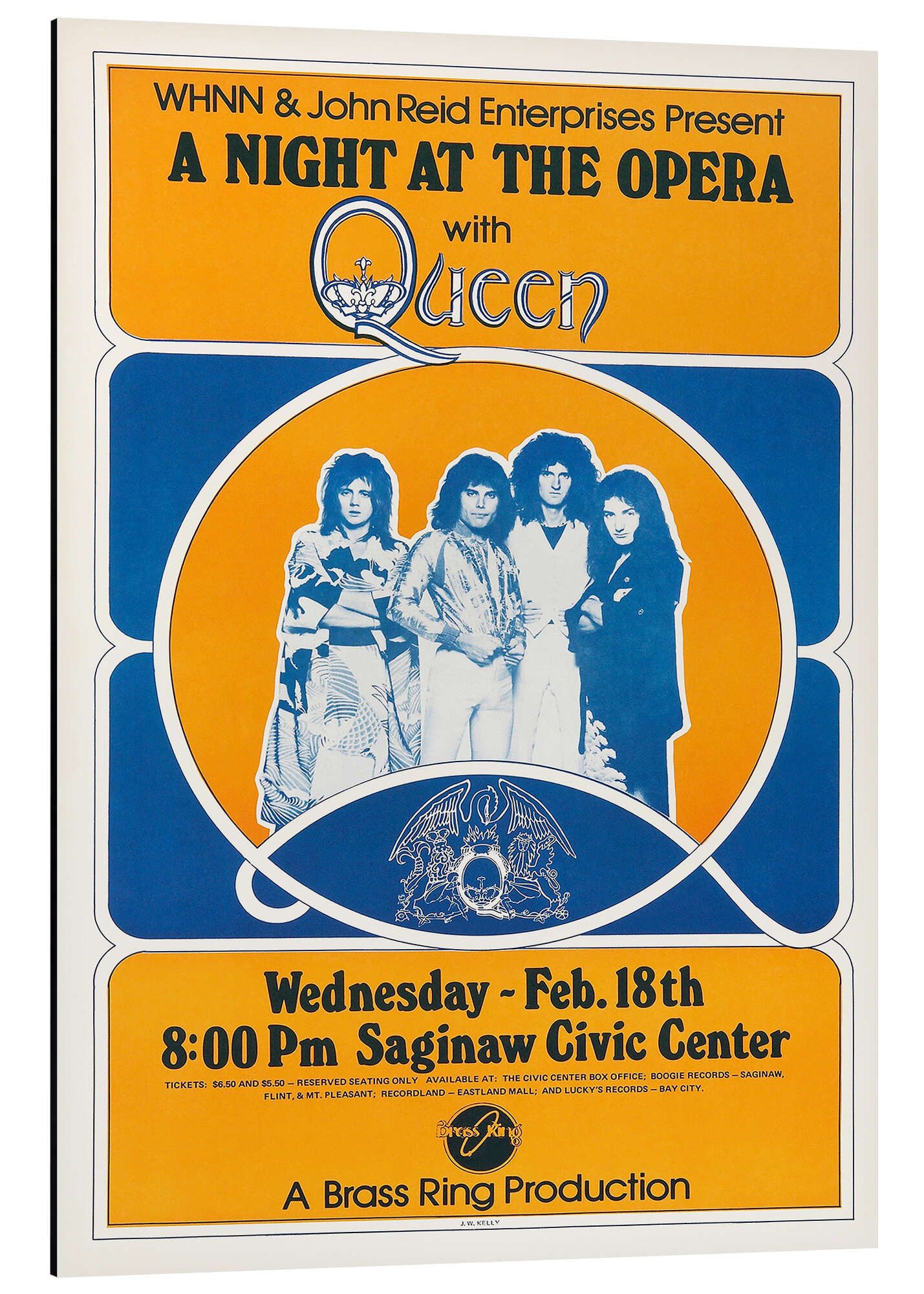 Posterlounge Wandbild Queen - A night at the opera, Vintage Entertainment Collection, erhältlich als Poster, Leinwandbild, Wandsticker oder Acrylglasbild