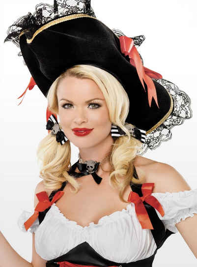Leg Avenue Kostüm Gestreifte Piraten Haarschleife schwarz-weiß