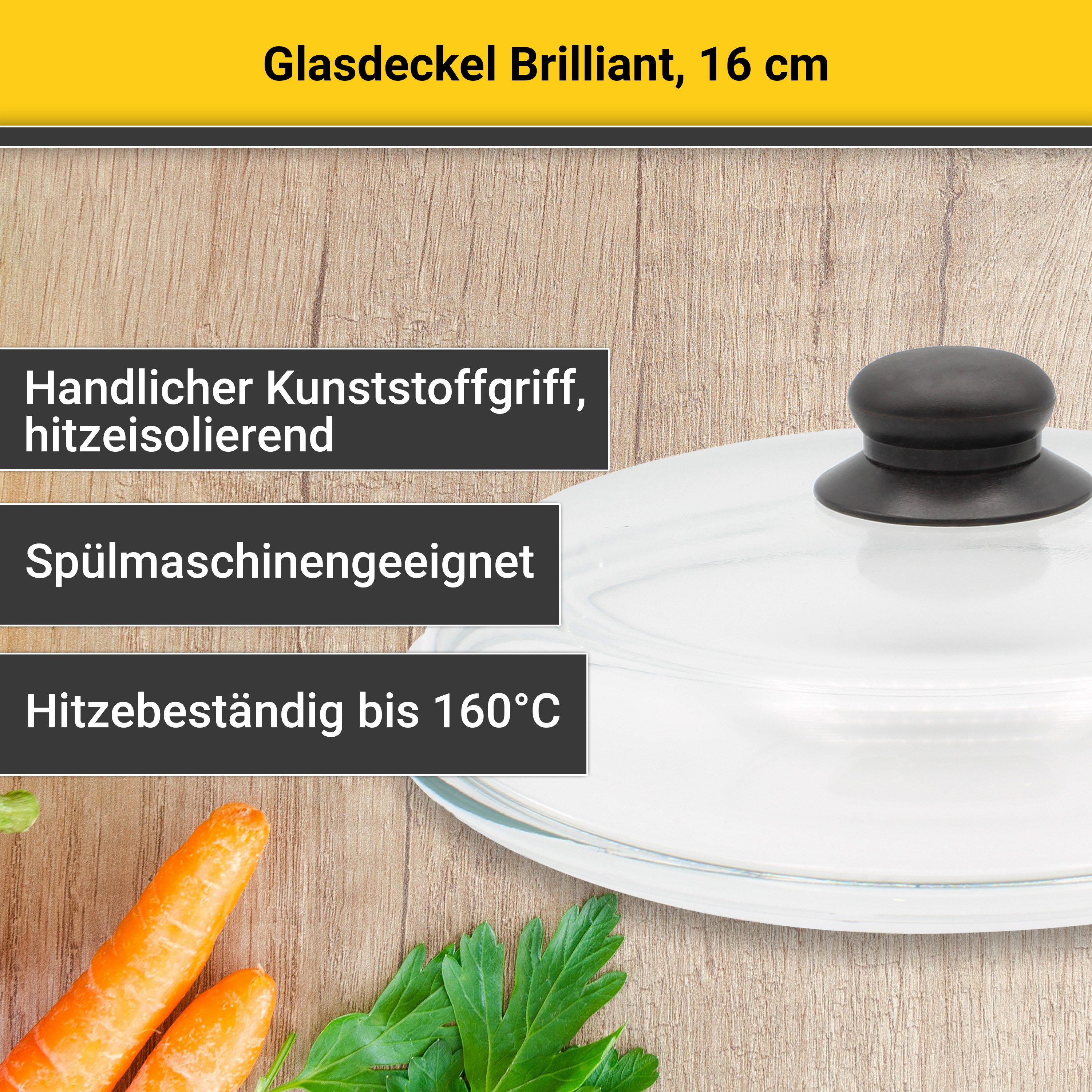 Krüger Deckel Glasdeckel Brilliant mit Kunststoffknopf, (1-tlg), hitzebeständig bis 160°C und spülmaschinengeeignet