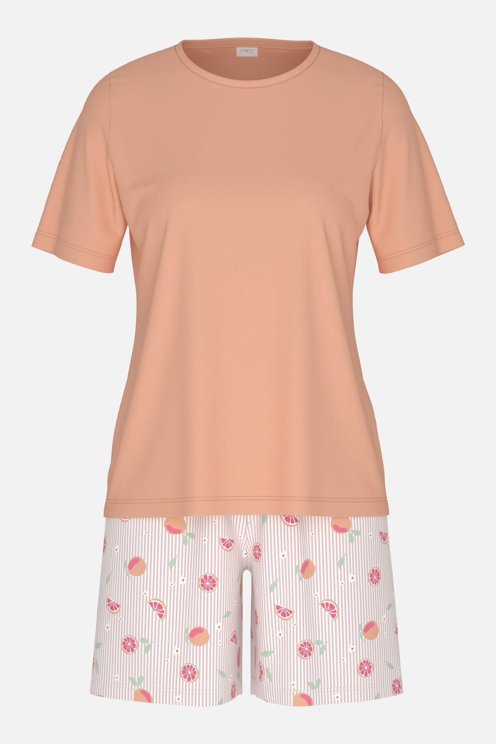 Mey Schlafanzug Mey Anzug kurz Serie Grapefruit Bliss Gestreift (2 tlg) Reine Baumwolle, Jersey-Qualität, purer Komfort
