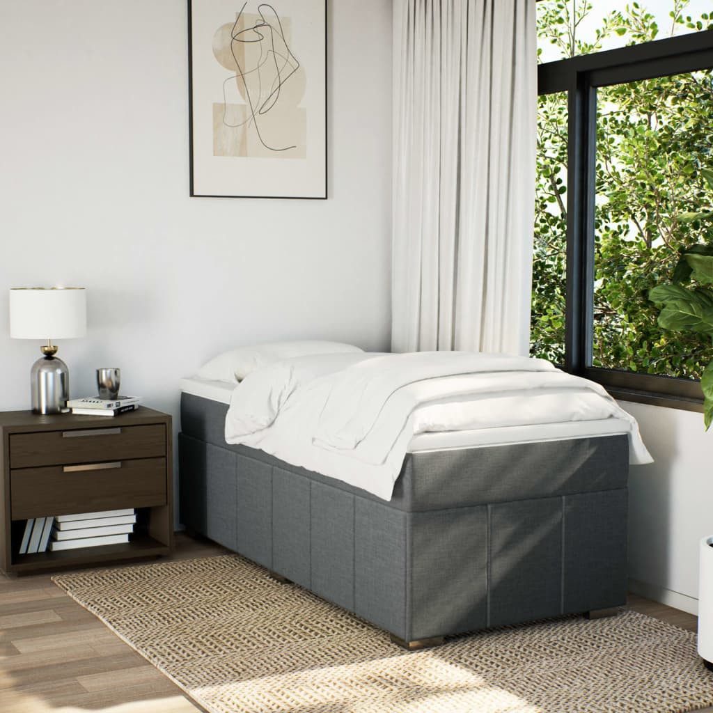 vidaXL Bett Boxspringbett mit Matratze Dunkelgrau günstig online kaufen