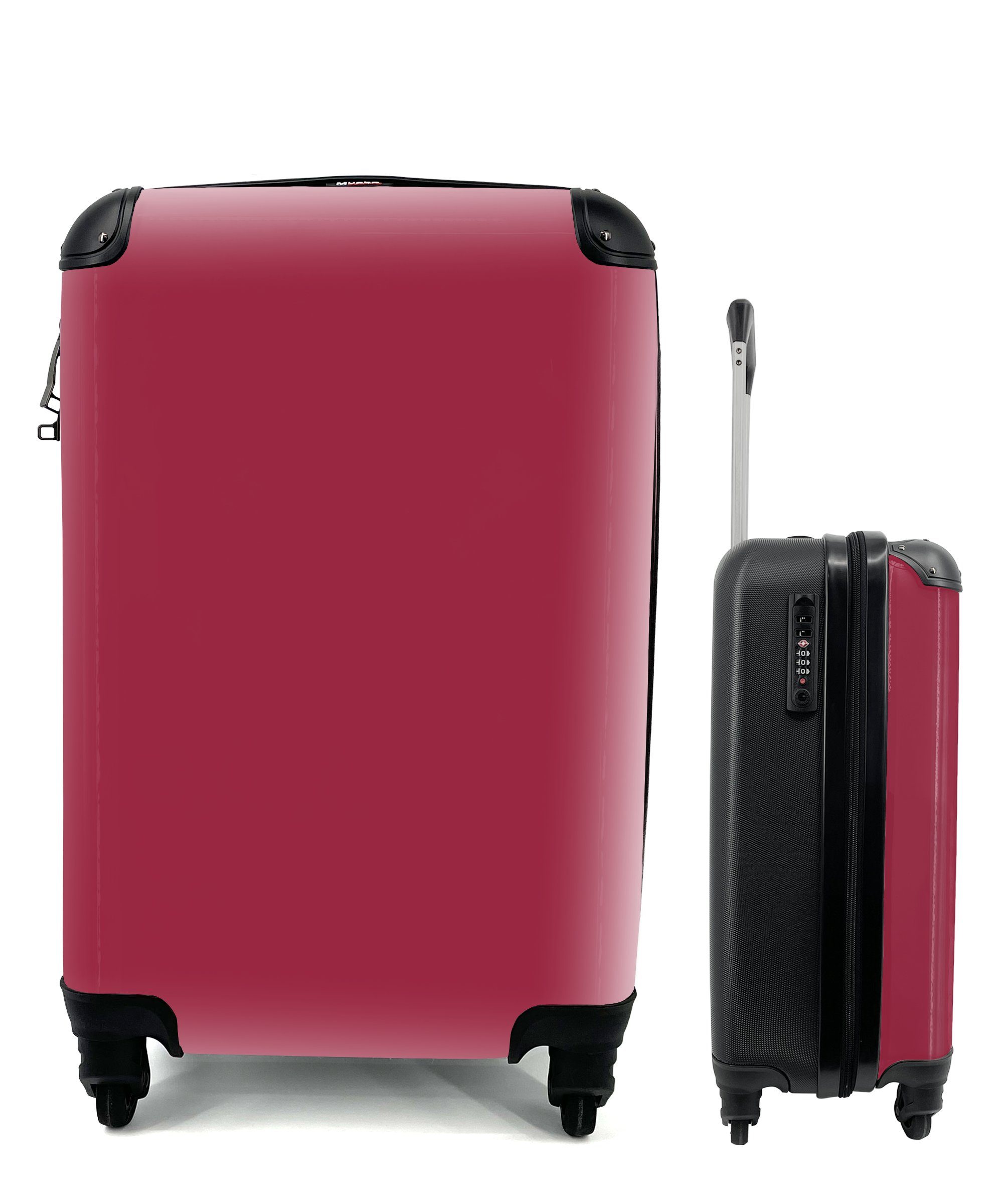 MuchoWow Handgepäckkoffer Rot - Einfarbig, 4 Rollen, Reisetasche mit rollen, Handgepäck für Ferien, Trolley, Reisekoffer