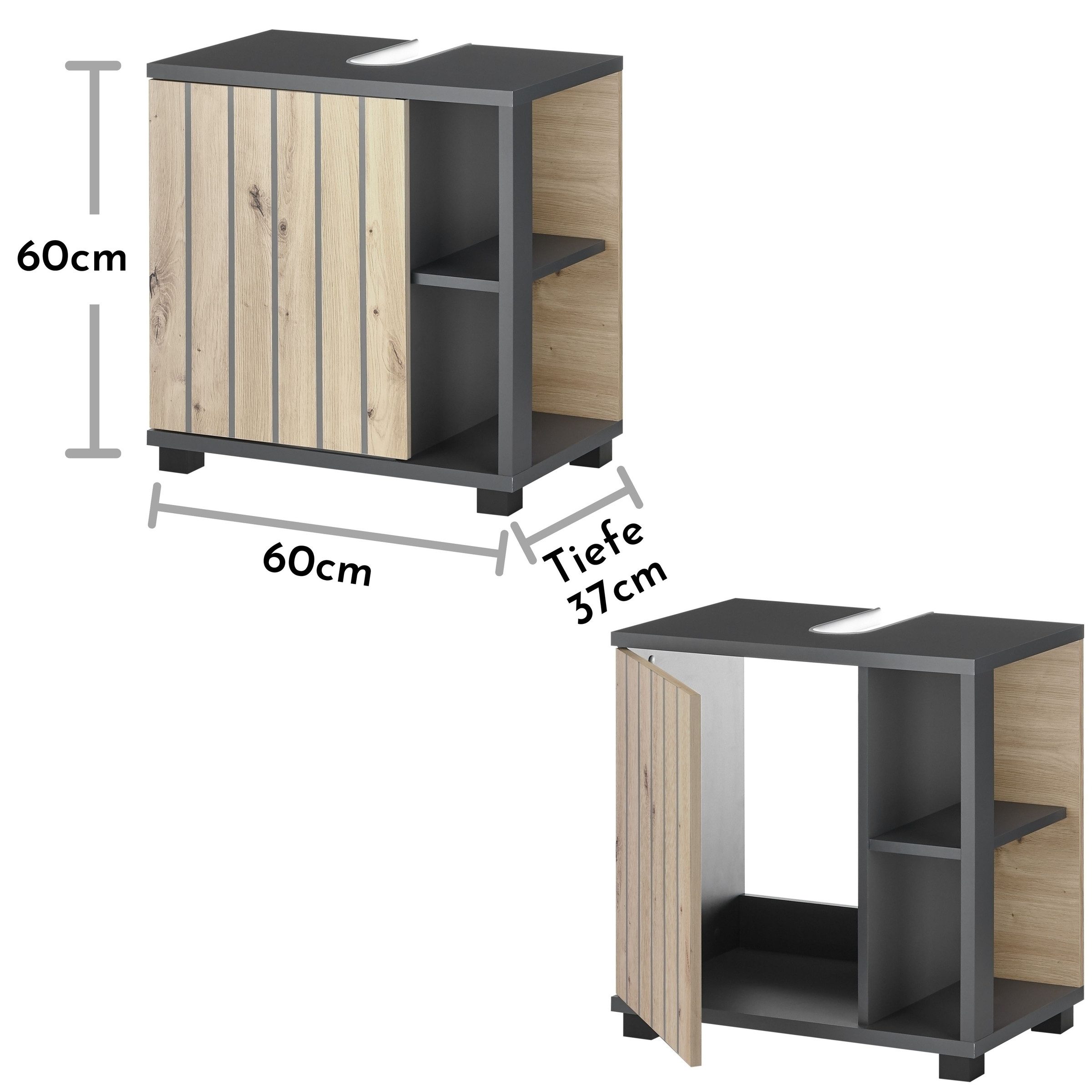 PREISBRECHER Waschbeckenunterschrank Nizza 60 x 60 x 37 cm (B/H/T)