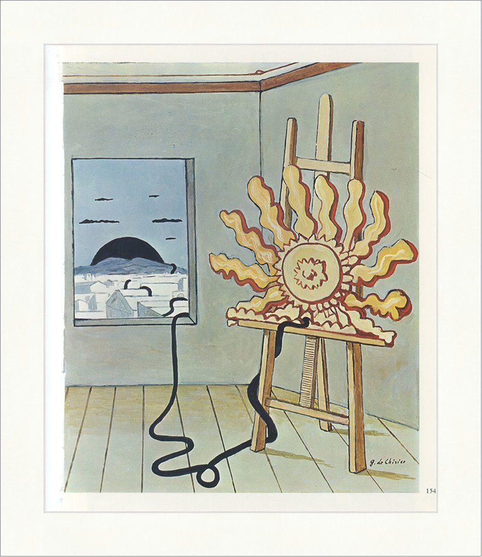 Affiche Encadrée Giorgio De Chirico - Cheval D'Achille Balios Et Xantos - Reproduction D'Art 40x44 Cm Avec Passe-Partout Et Verre