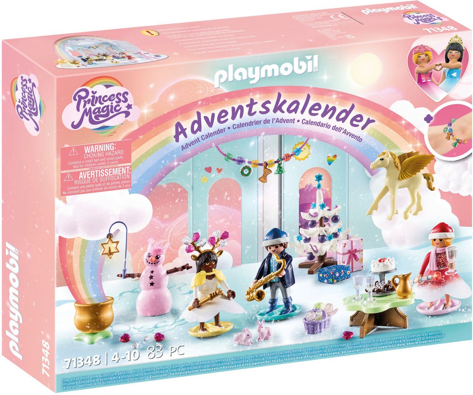 Playmobil® Spielzeug-Adventskalender Spielbausteine, Weihnachtsfest Regenbogen (71348), Princess Magic