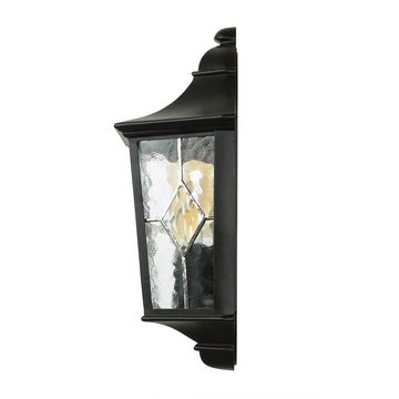 Licht-Erlebnisse Außen-Wandleuchte LEADWORTH, ohne Leuchtmittel, Wandleuchte außen Schwarz IP43 E27 Glas Metall Rustikal Außenwandlampe