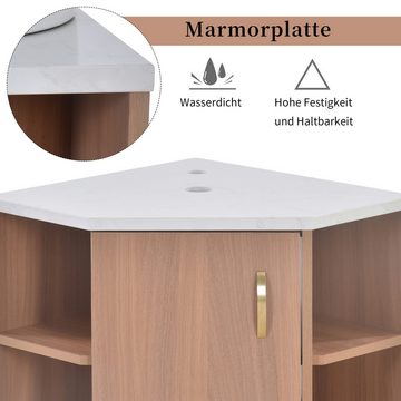 MODFU Badmöbel-Set Waschbecken, Waschtisch-Set, 2-tlg,Eck Gäste WC Waschplatz
