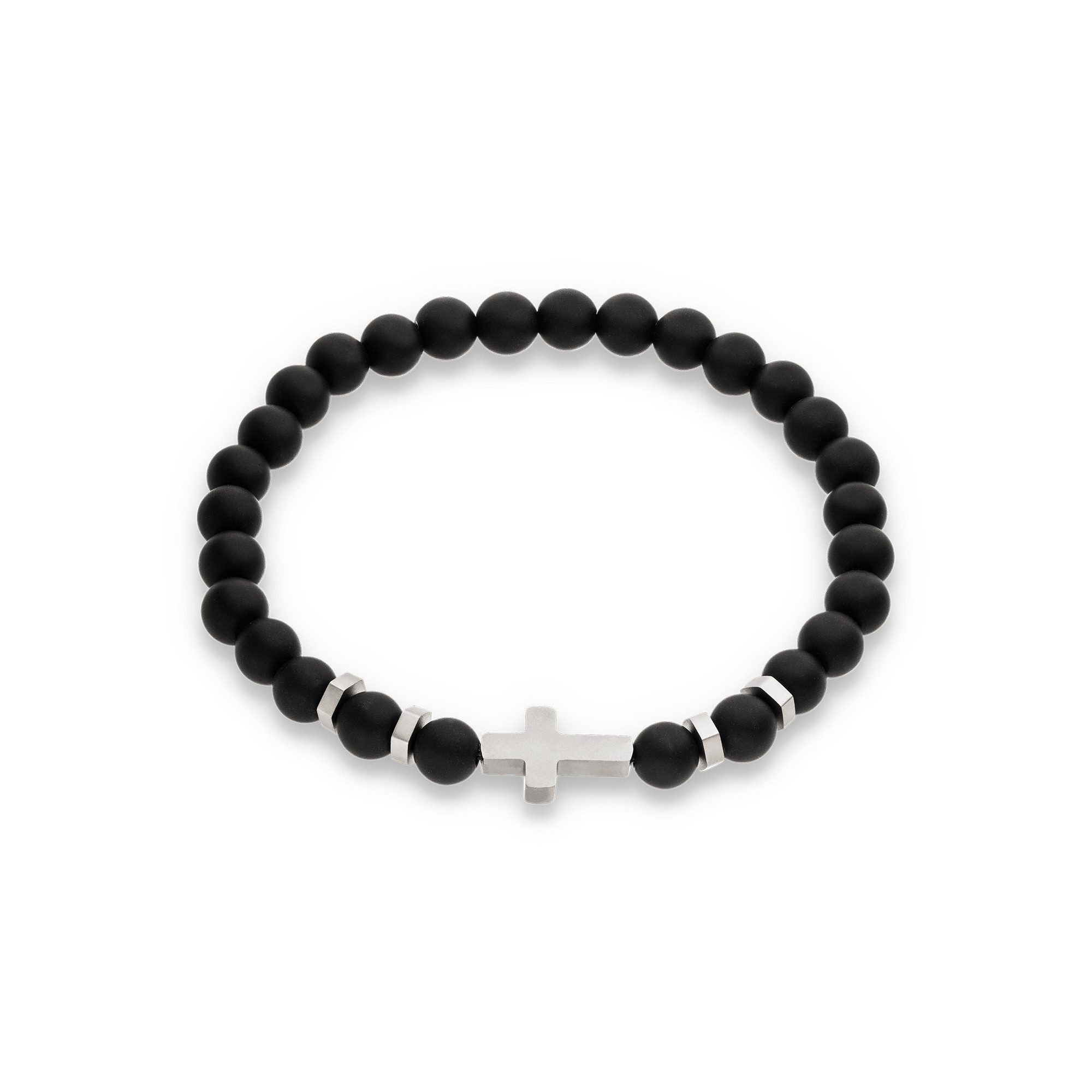 s.Oliver Armband Schmuck Geschenk Edelstahl Beads, Kreuz, mit Tigerauge und Onyx oder Onyx