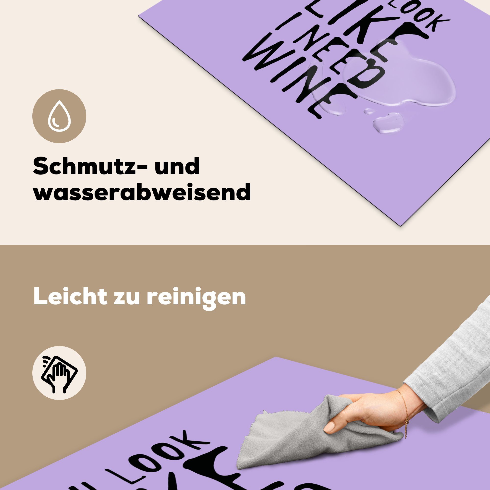 Wein" die Ceranfeldabdeckung aus, tlg), "Du bräuchte Induktionskochfeld Schutz (1 küche, Zitat Vinyl, MuchoWow siehst lila, ich für cm, Herdblende-/Abdeckplatte vor als einem 81x52