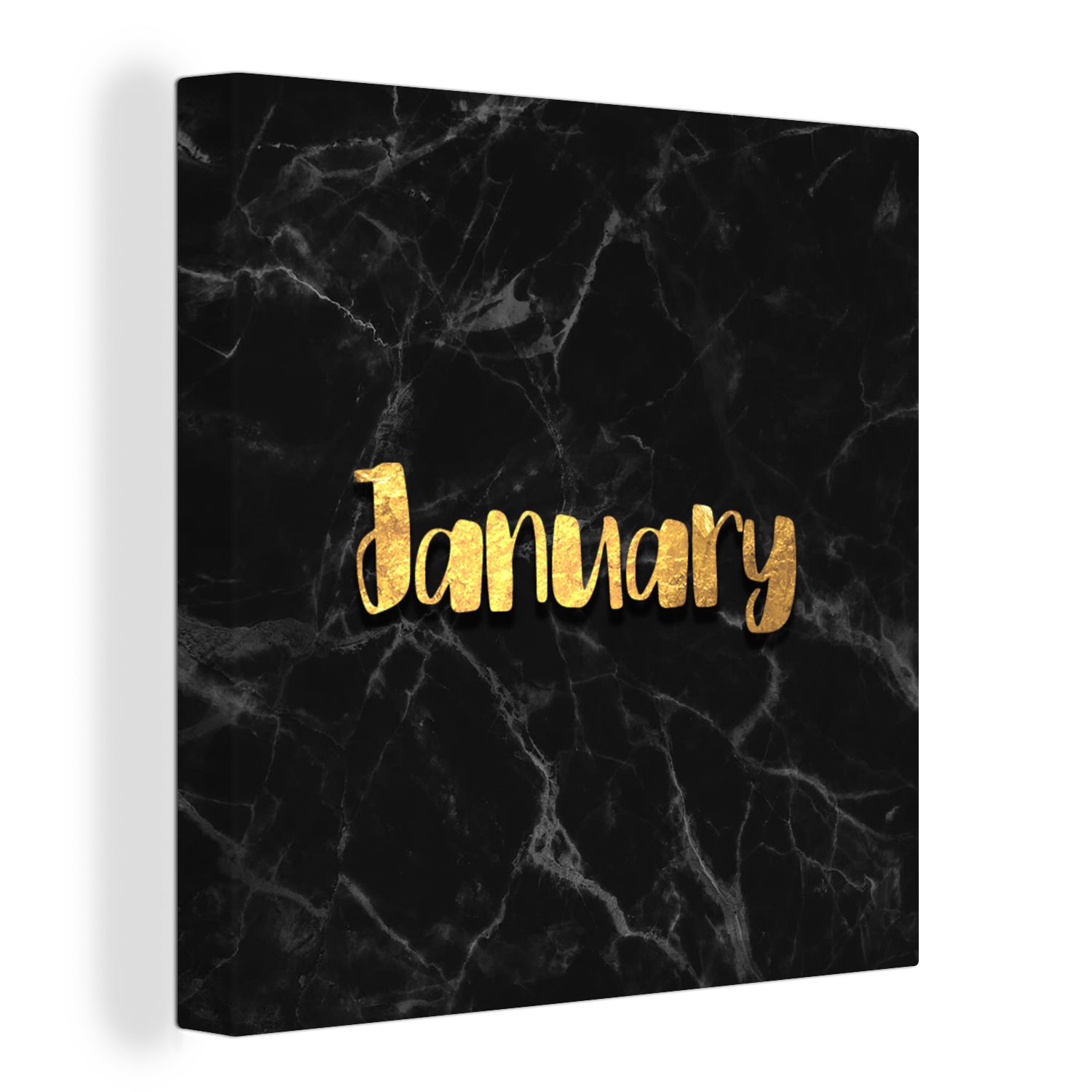 OneMillionCanvasses® Leinwandbild Kalender - Januar - Gold - Marmor, (1 St), Leinwand Bilder für Wohnzimmer Schlafzimmer