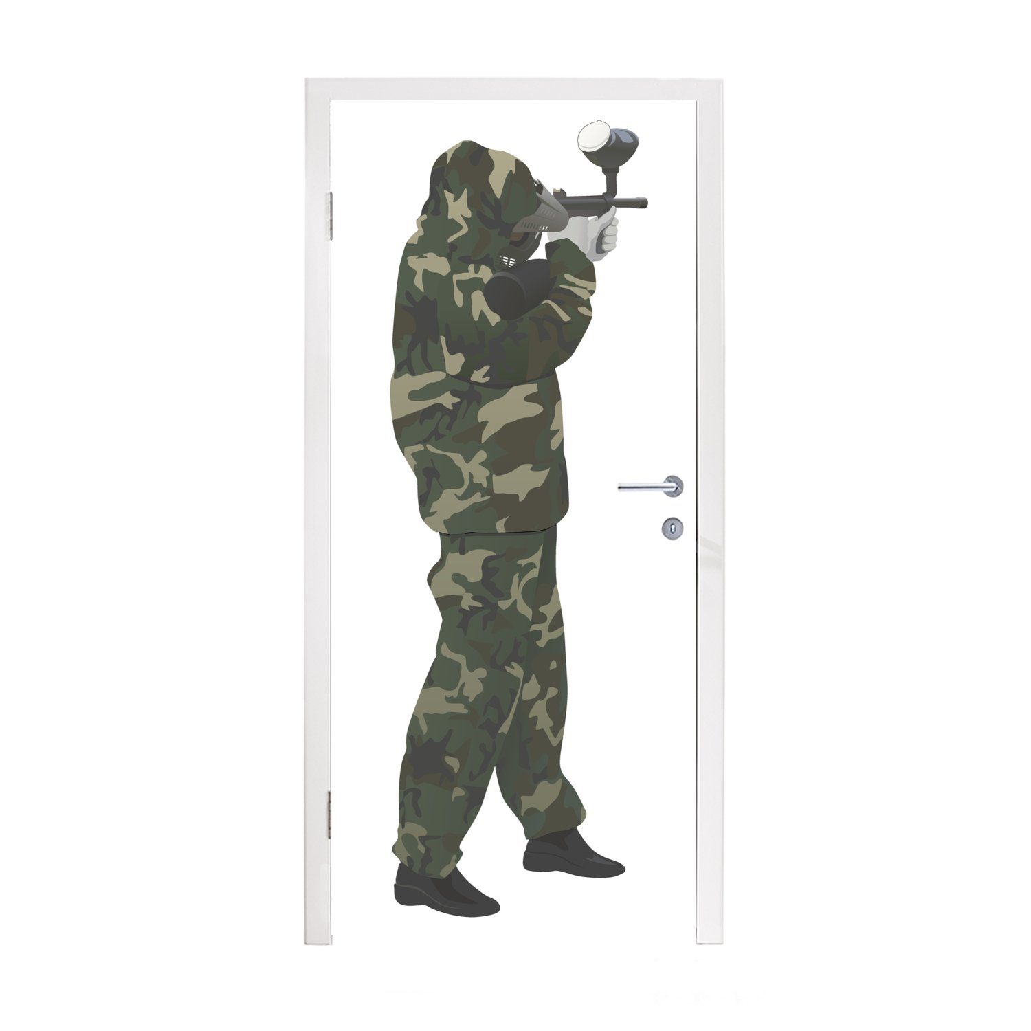 MuchoWow Türtapete Eine Illustration der militärischen Tarnung beim Paintball, Matt, bedruckt, (1 St), Fototapete für Tür, Türaufkleber, 75x205 cm