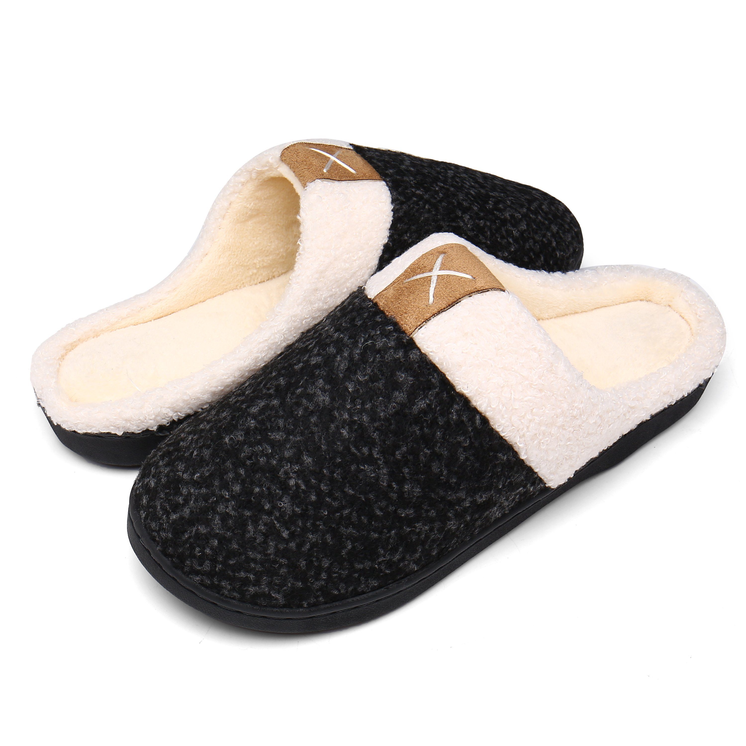 Home & Joy Moreno Hausschuh (mit Memory-Foam Fußbett weich & warm gefüttert, bequem, rutschfest) Pantoffeln Latschen Schlappen Slipper Pantoletten Winter Fell-Imitat