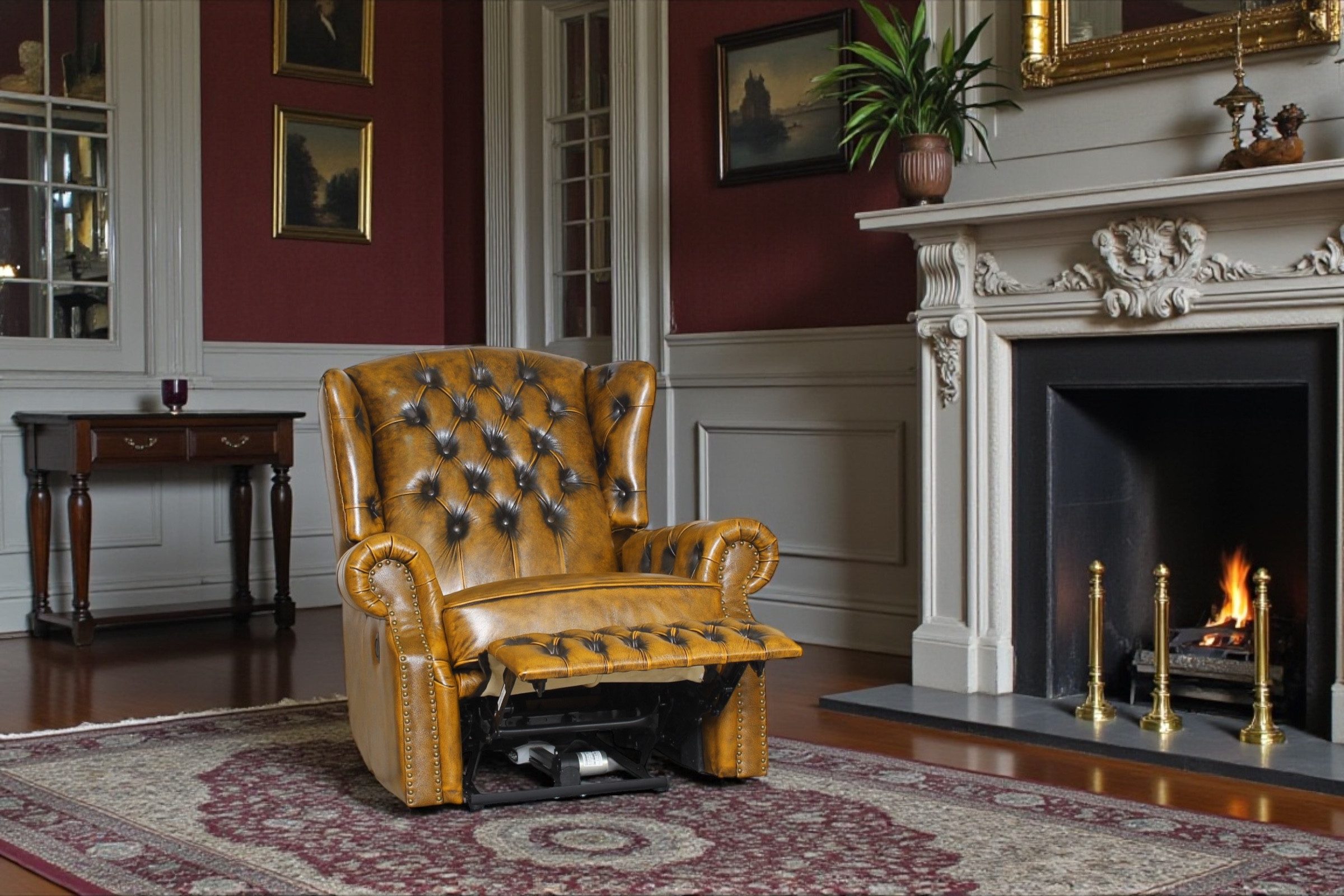 Salottini Chesterfield-Sessel Edler Chesterfield Stunning Recliner Ohrensessel Motor VOLLLEDER, Vollleder