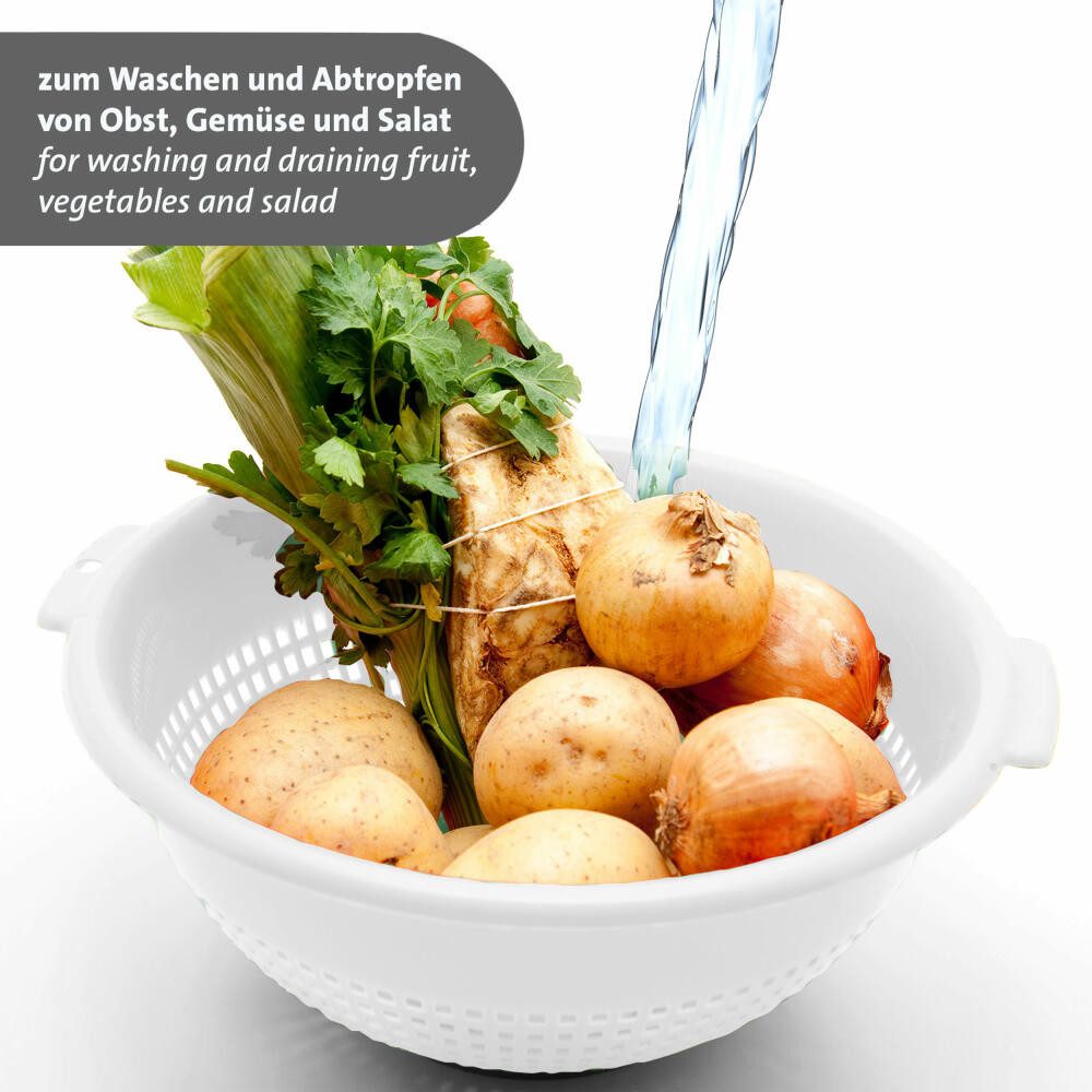 WESTMARK Seiher 2 Stk., groß, mit 2 Griffmulden und 4 Aufsatzrasten zum Waschen und, PE, spülmaschinengeeignet, Made in Germany