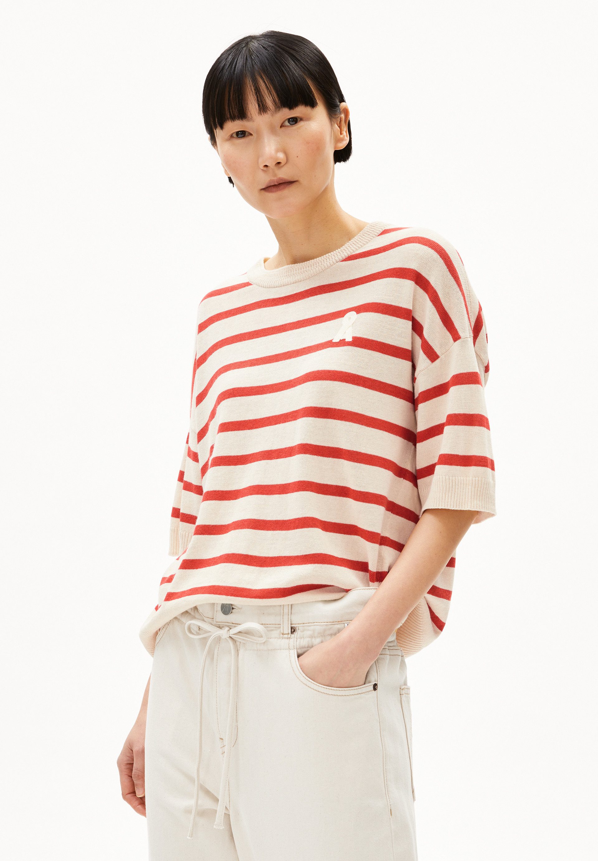 Strickpullover LIZAA LINO STRIPES Strickshirt aus Leinen-Mix