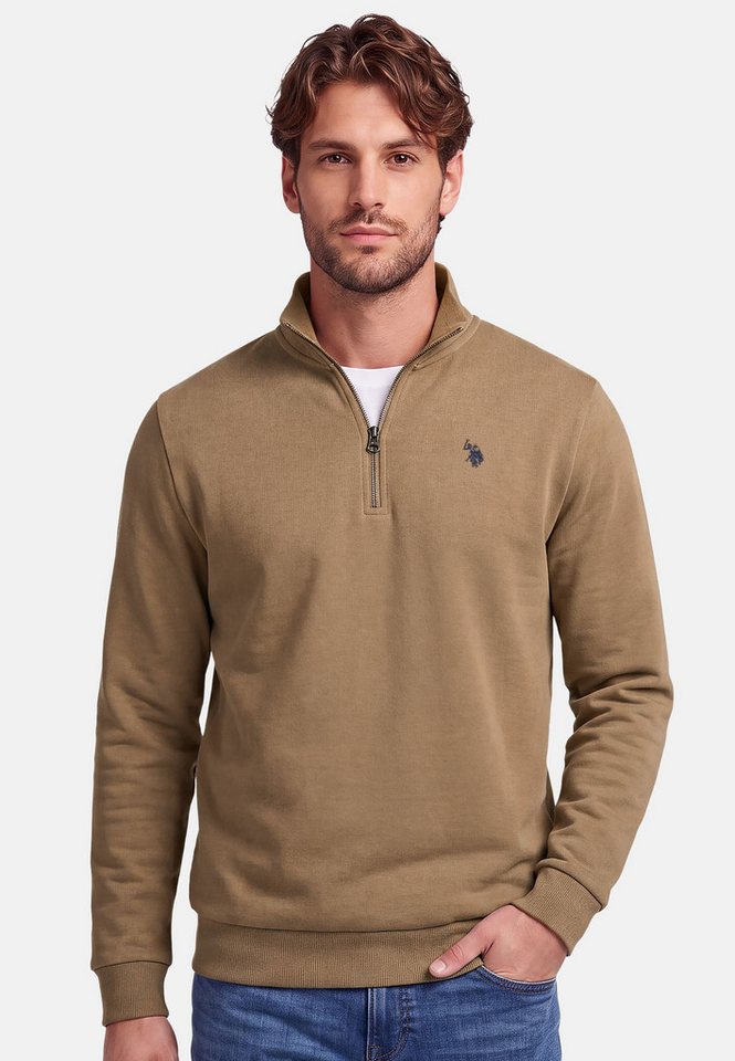 U.S. Polo Assn. Stehkragenpullover USNiico – Herren Half-Zip Pullover mit Logo-Stickerei Weiche Baumwollmischung, sportlich-elegantes Design und hoher Komfort