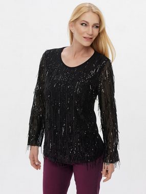 Sarah Kern Blusenshirt Langarmbluse koerpernah mit Pailletten-Tassels