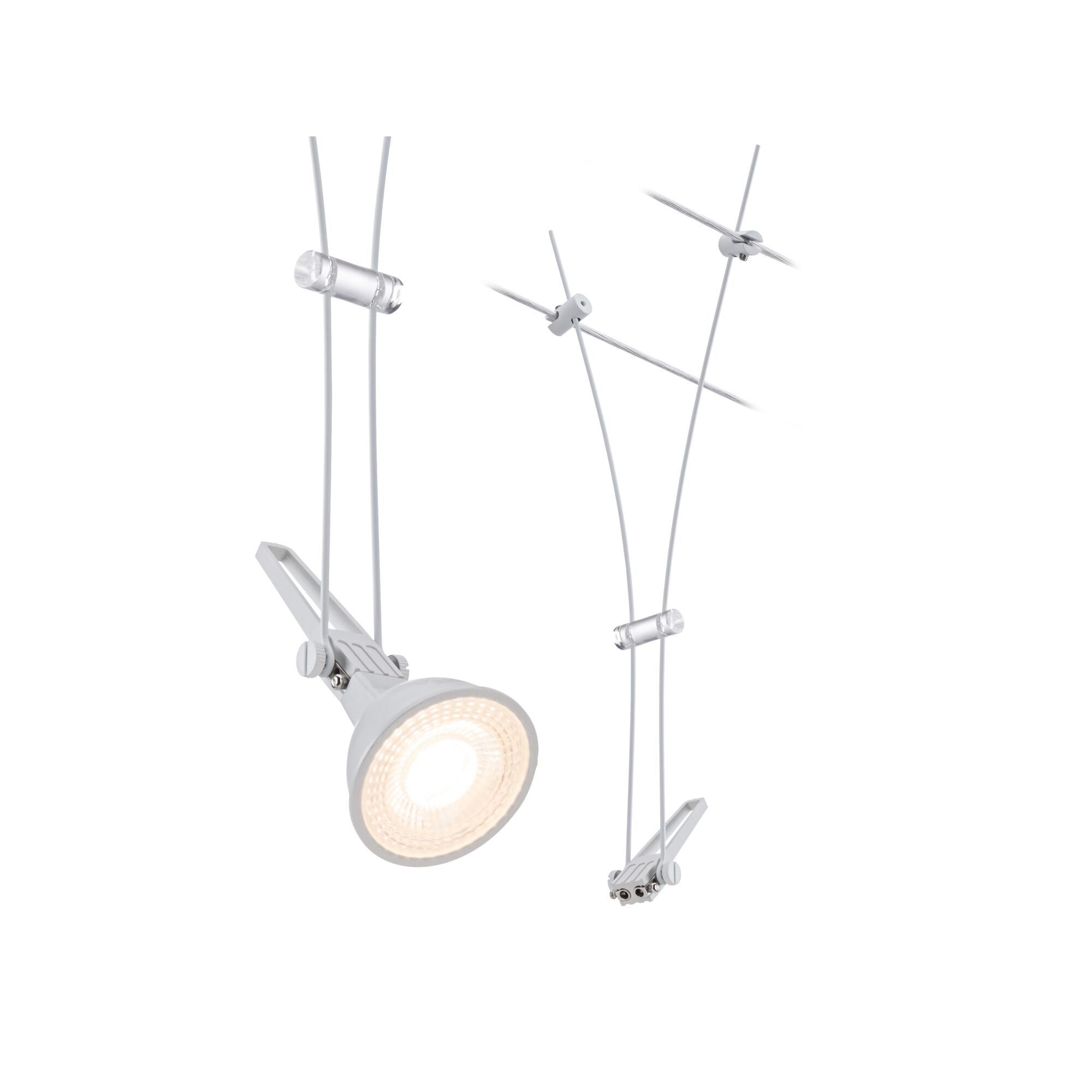 Paulmann Schienensystem-Leuchten CorDuo Seilsystem Comet Einzelspot GU5,3 max. 50W dimmbar 12V Weiß mat