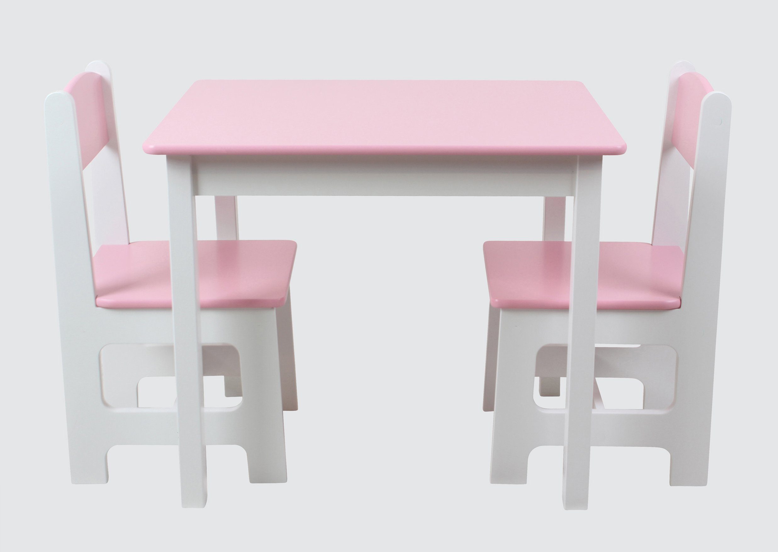 & Kindertisch Stühle Kindermöbelset 2 habeig Hocker Rosa+Weiß Maltisch Kindersitzgruppe 60x50x50cm
