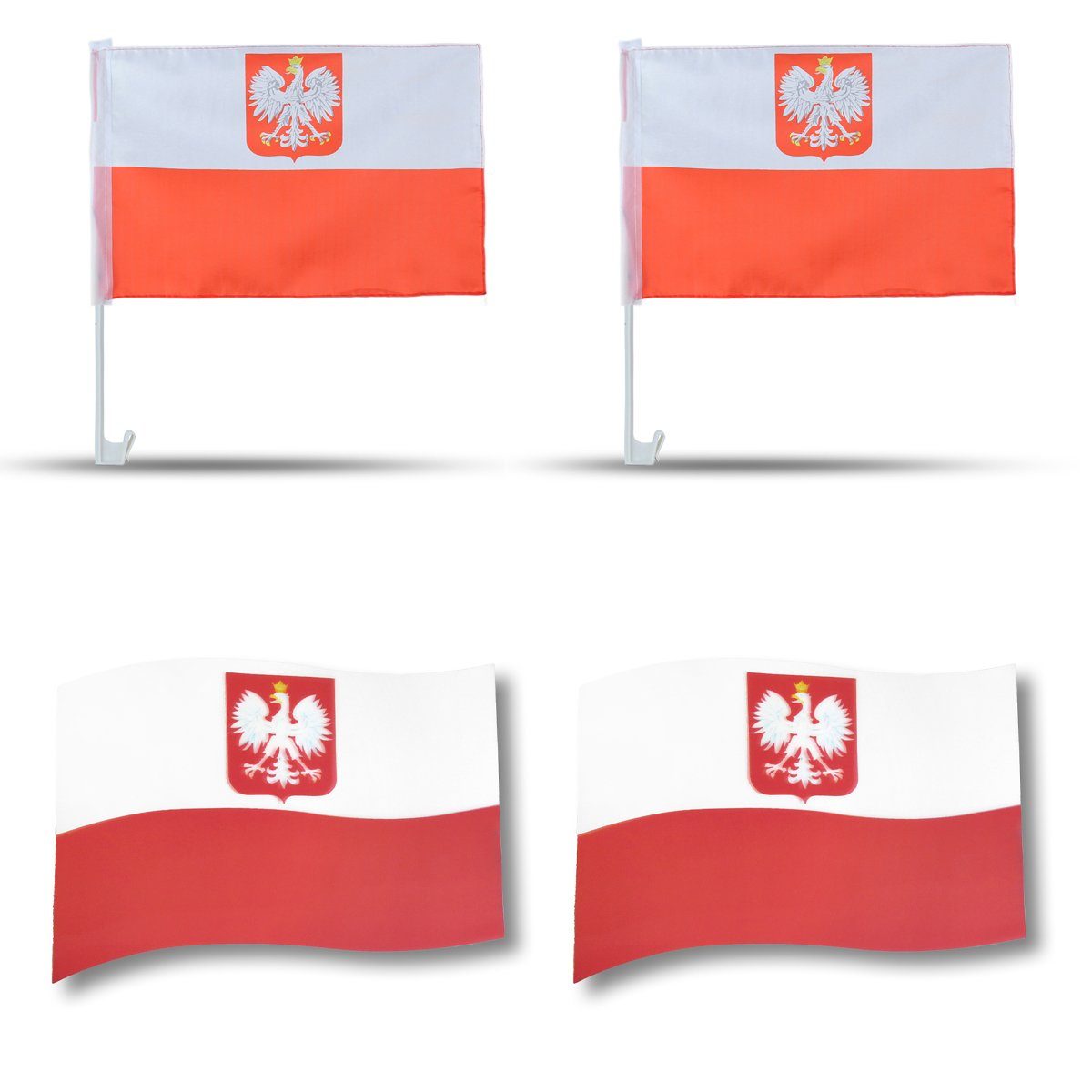 Originelli Fußball Fahne Flaggen 3D-Effekt Fahren, Polska Poland Sonia 3D Magnete: Fanpaket"Polen" Magnet