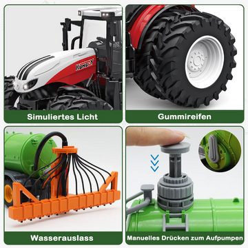 Esun RC-Traktor RC-Traktor Ferngesteuerter Traktor mit Güllefass, Traktor Spielzeug (Set, Komplettset), Ferngesteuert Ackerschlepper mit Licht und Sound