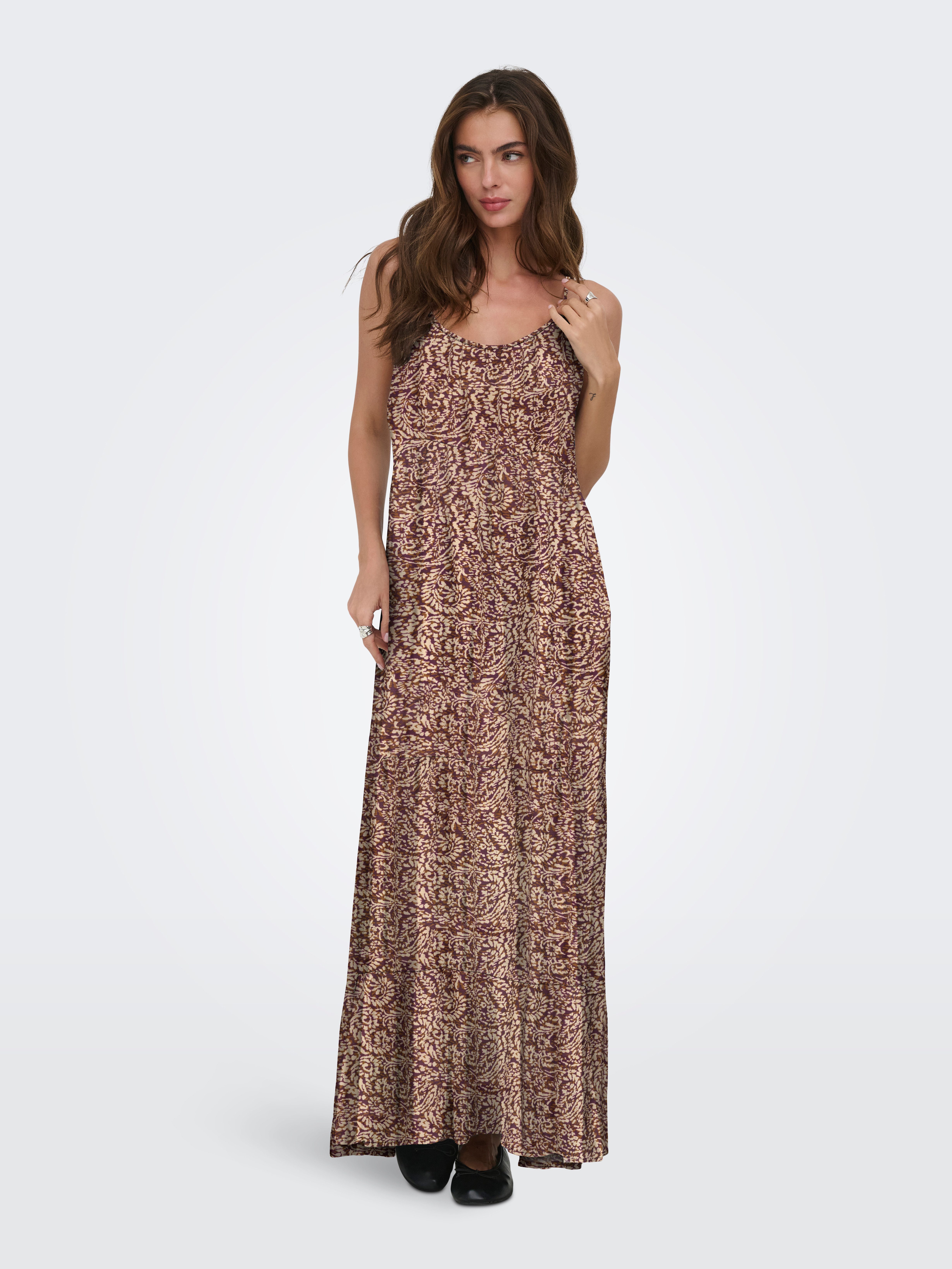 ONLY Spaghettikleid ONLMATEA LIFE STRAP LONG DRESS WVN NOOS Viskose, regular fit