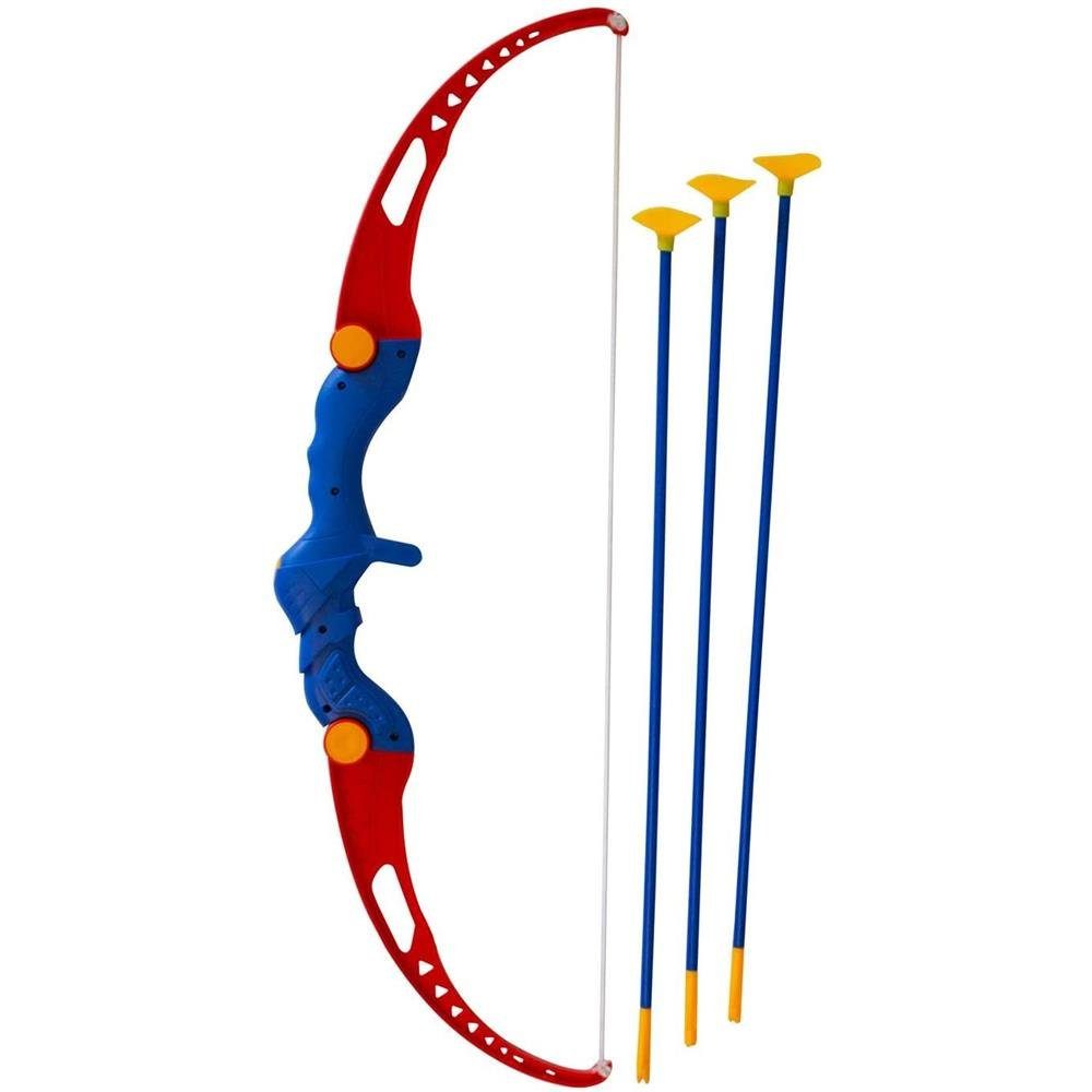 Günther Spielbogen 1550, Pfeil und Bogen Set für Kinder ab 6 Jahren, mit 3 Pfeilen und Zielscheibe, 64,5 cm groß, Bogenschießen, blau/rot
