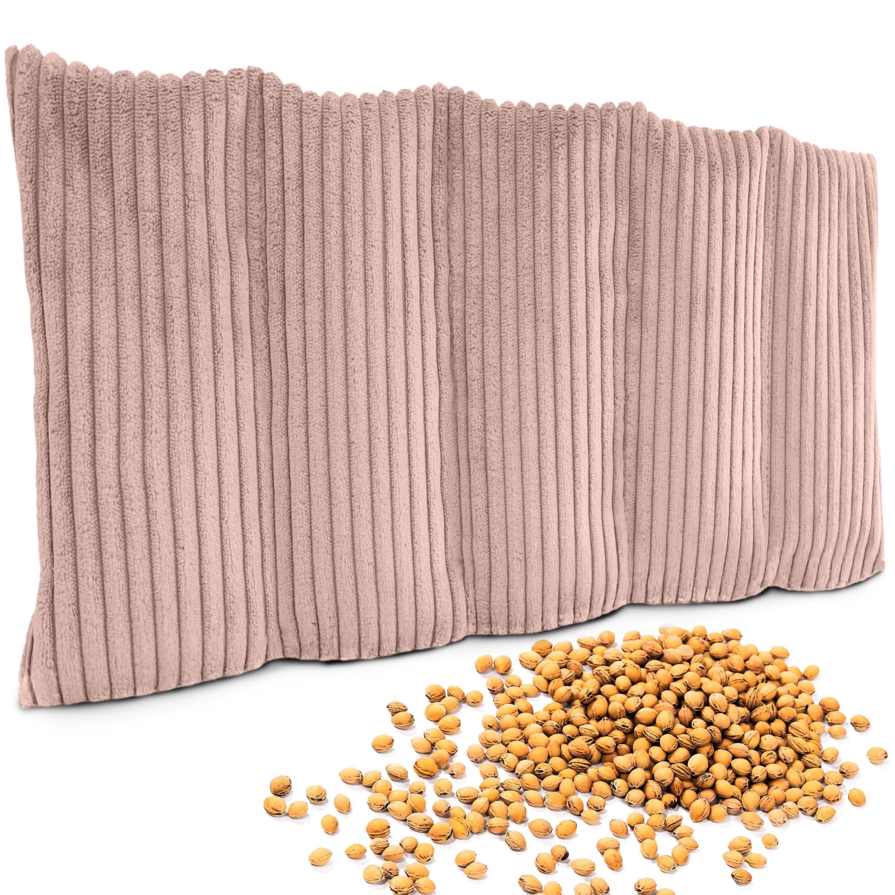 Amilian Kirschkernkissen 55x20 cm Körnerkissen 100% Kirschkerne - Nacken Schulter Mikrowelle, Wärme- und Kältekissen, für Nacken, Schulter, Rücken und Bauch
